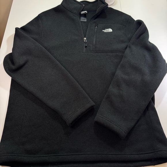 North Face Mens XL Gordon Lyons Fleece Sweater 1/4 Quarter Zip Pullover Black - Picture 1 of 9